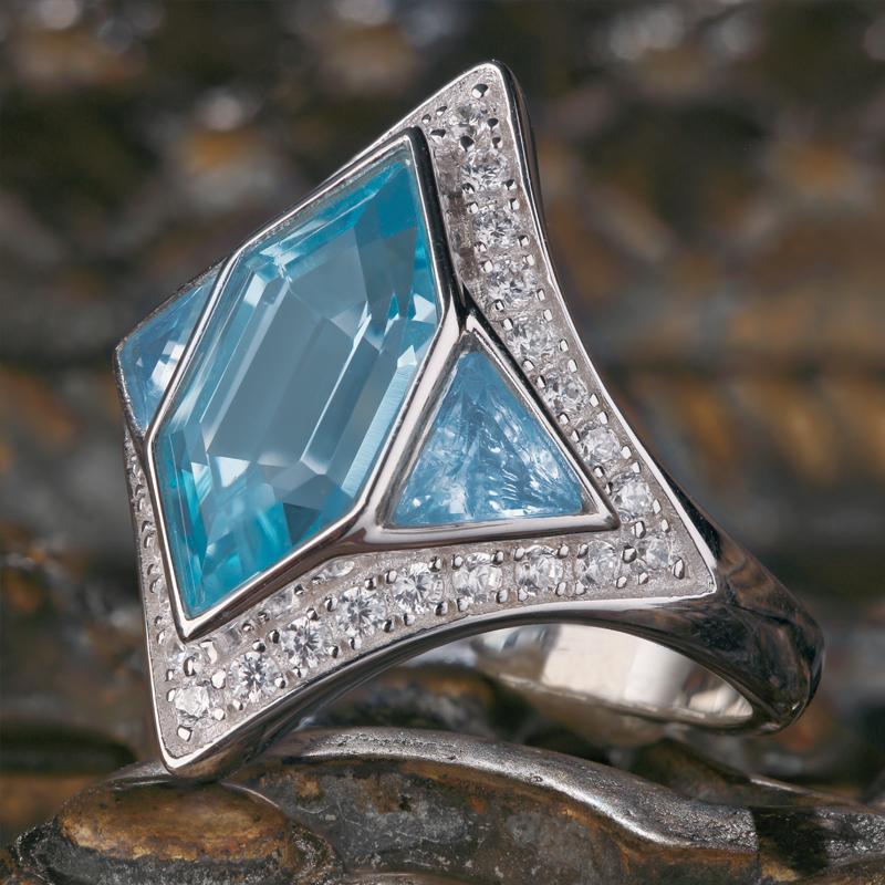 Blue Topaz Next Step Ring  (2-1/4 ctw)